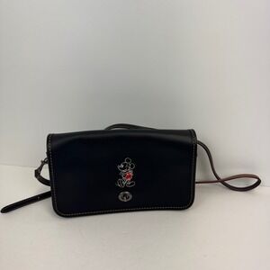 Disney x Coach Mickey Mouse Black Leather Crossbody Bag F59374 Limited Edition